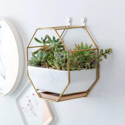 Ceramic Wall Planter with Iron Frame and Bamboo Tray, view 18