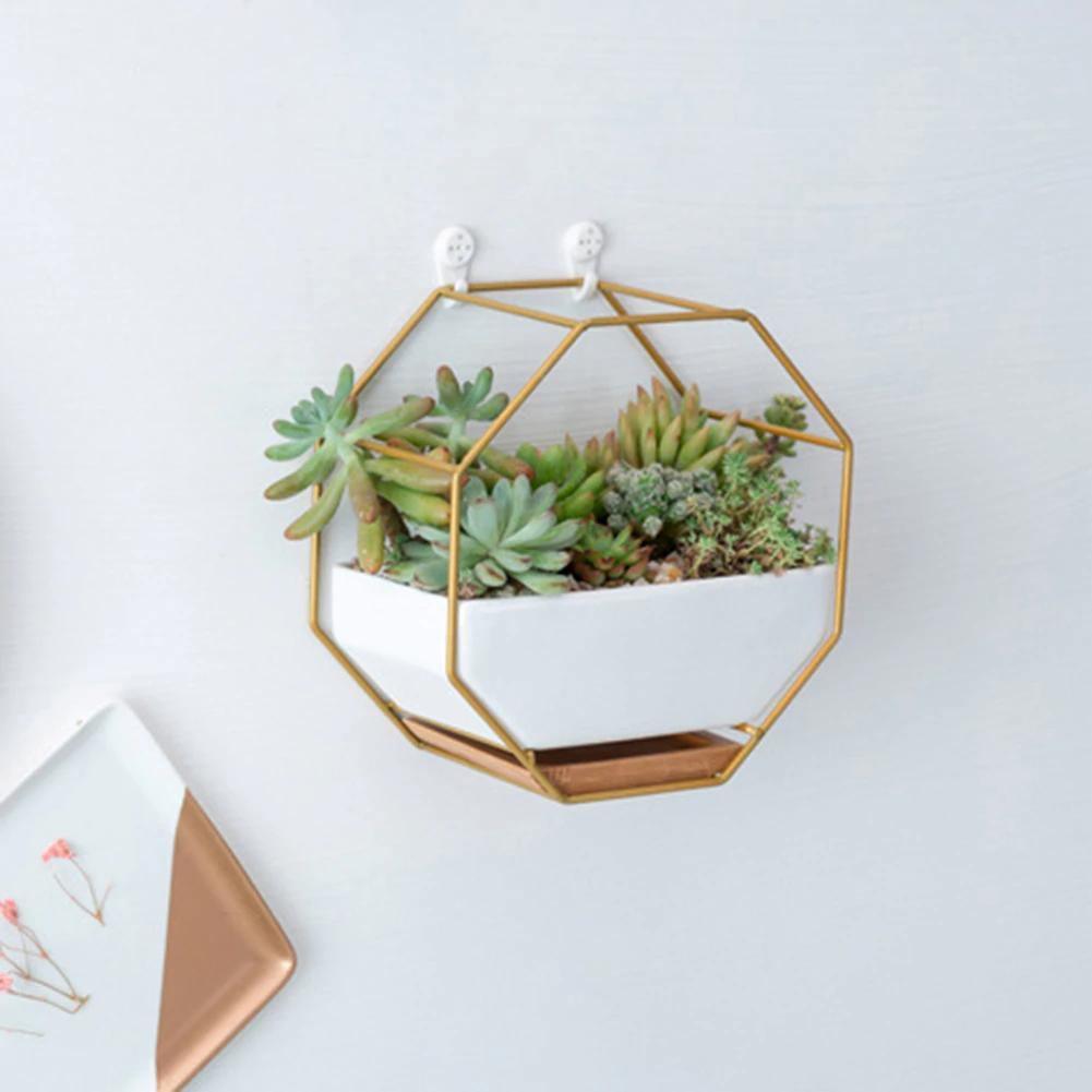 Ceramic Wall Planter with Iron Frame and Bamboo Tray, view 34