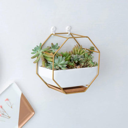 Ceramic Wall Planter with Iron Frame and Bamboo Tray, view 34