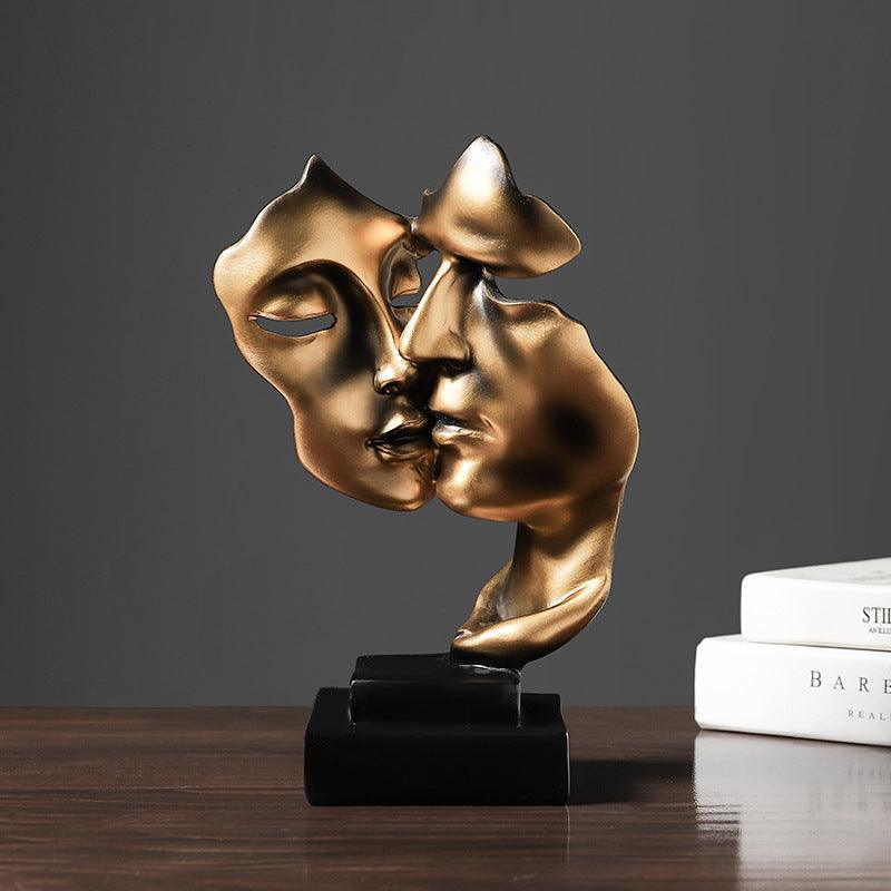 Kissing Couple Resin Sculpture for a Shelf