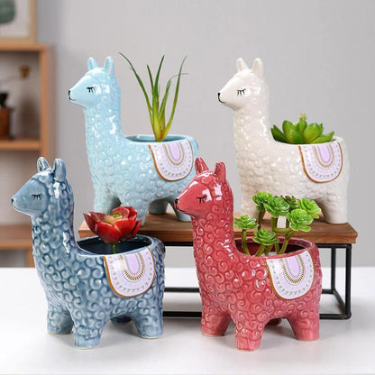 Ceramic Alpaca Succulent Planter, 4 Colors, 2 Poses