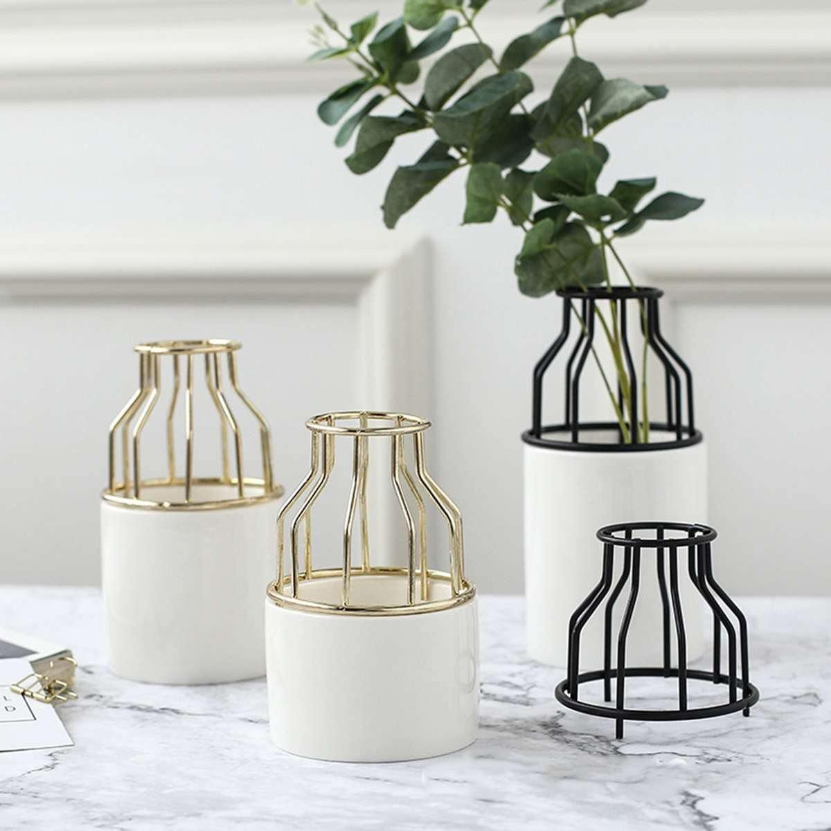 Slim Iron and Ceramic Bud Vase in Three Sizes
