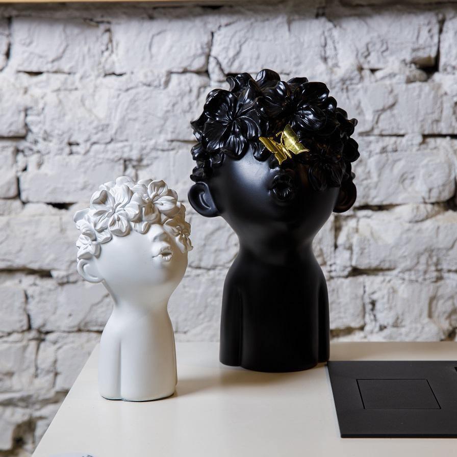 Resin Head Sculptures with Flower Hair, Four Sets, view 13