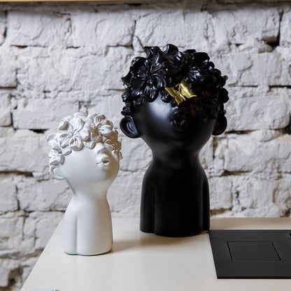 Resin Head Sculptures with Flower Hair, Four Sets, view 13