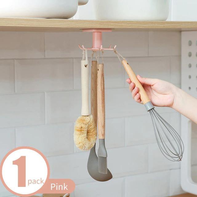 Rotating Under-Cabinet Utensil Rack with 6 Hooks, view 14