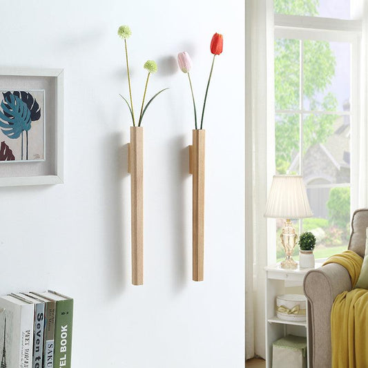 Wall Mounted Wooden Bud Vase with Glass Vial, view 2