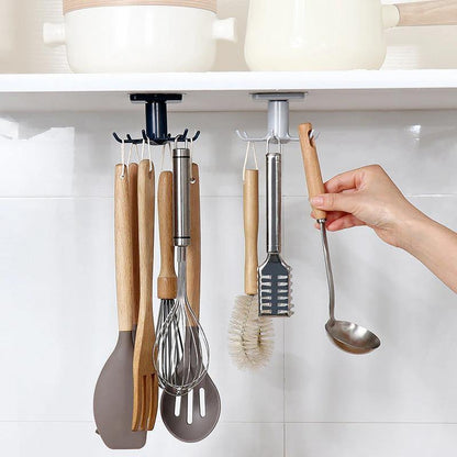 Rotating Under-Cabinet Utensil Rack with 6 Hooks, view 2