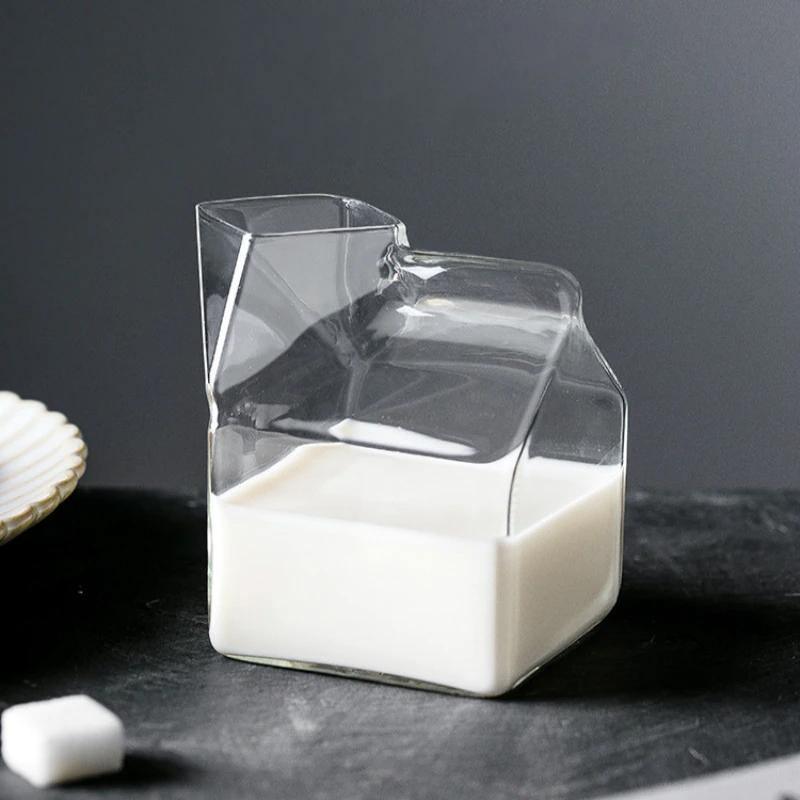 Glass Milk Carton Cup with Square Base, 11.8 fl oz, view 16