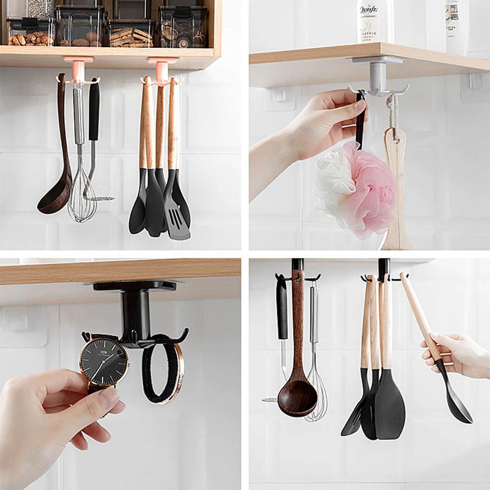 Rotating Under-Cabinet Utensil Rack with 6 Hooks, view 19
