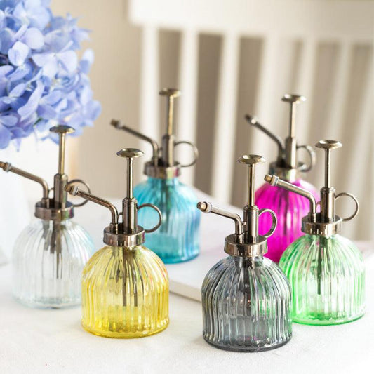 Ribbed Glass Plant Mister with Retro Pump