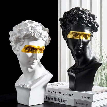 David Bust Statue with Gold Accent, White or Black