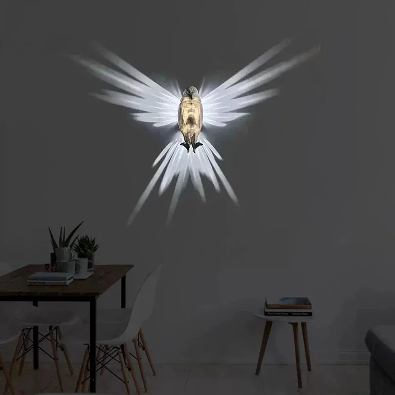 Eagle or Owl Wall Lamp, Battery Powered, No Wiring, view 2