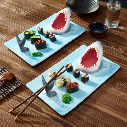 Shark Shaped Ceramic Plate with Dip Recess, view 2
