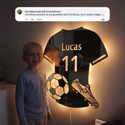 Personalized Soccer Jersey LED Mirror Wall Light, view 10