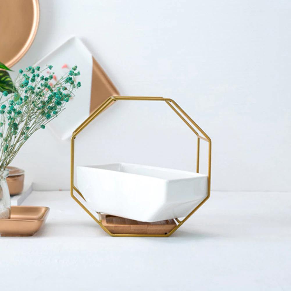 Ceramic Wall Planter with Iron Frame and Bamboo Tray, view 19