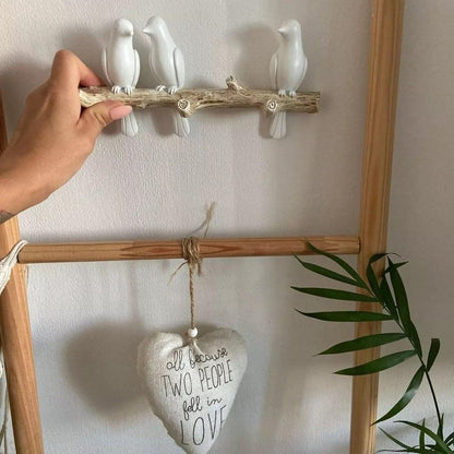 Perched Birds Wall Hook Rack in Cast Resin, view 3