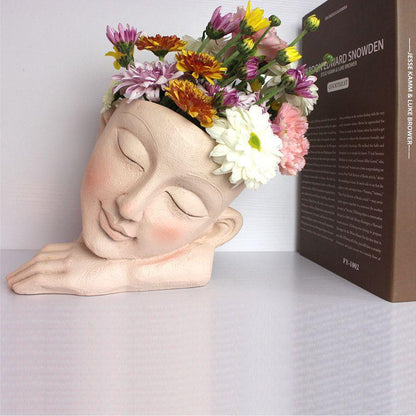 Sleeping Greek Face Planter in Recycled Resin, view 2