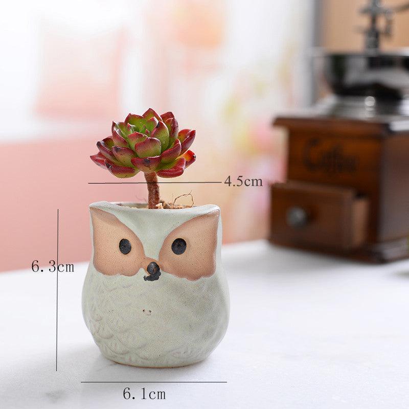 Mini Owl Ceramic Planters, Set of 6, view 4