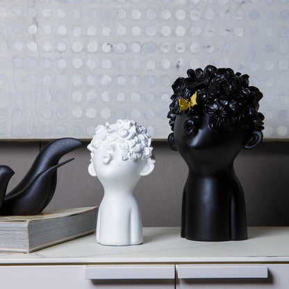 Resin Head Sculptures with Flower Hair, Four Sets, view 5