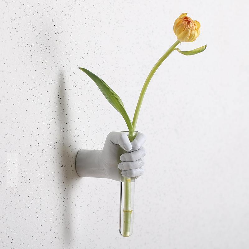 Hand Shaped Wall Vase with Glass Tube, Six Colors, view 6