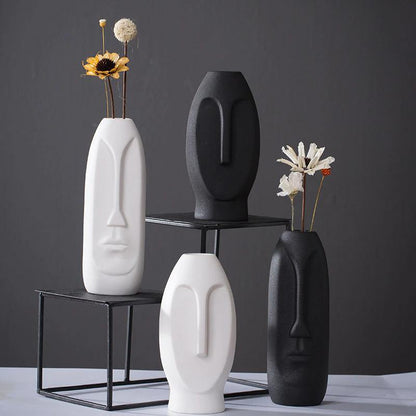 Flat Long Face Ceramic Vase, Rounded or Elongated, view 3