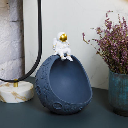 Moon Bowl Candy Dish with Astronaut Figure, Resin, view 10