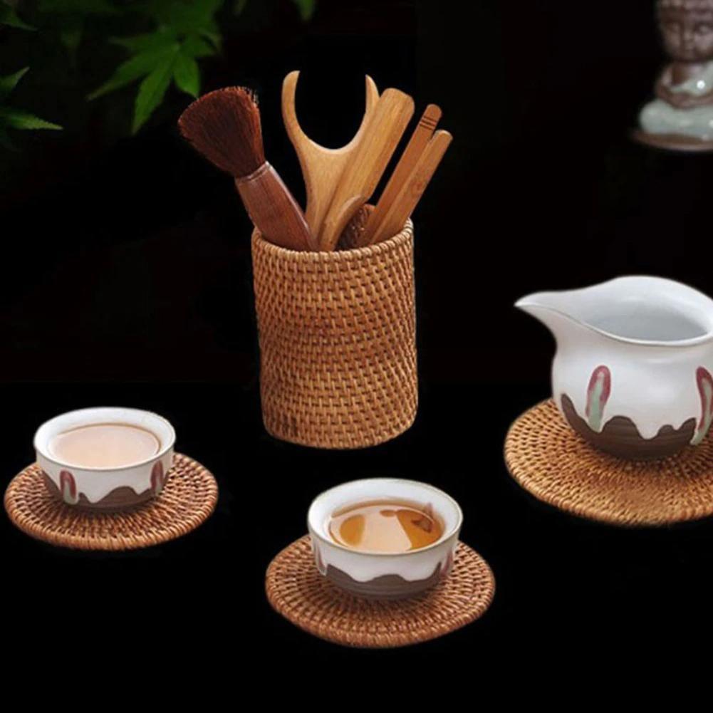 Small Hand Woven Rattan Storage Basket for Desks, view 12