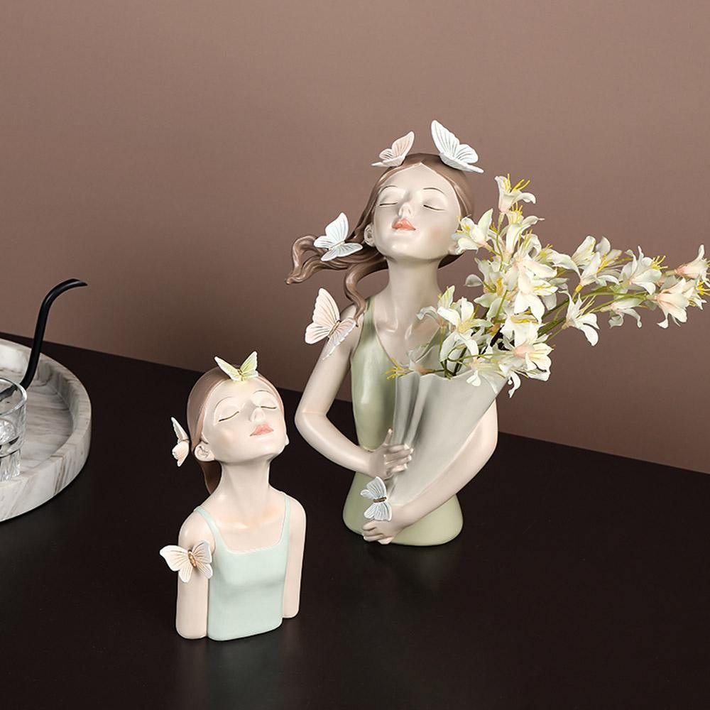 Butterfly Girl Bust Vase, Hand Painted Resin, view 6