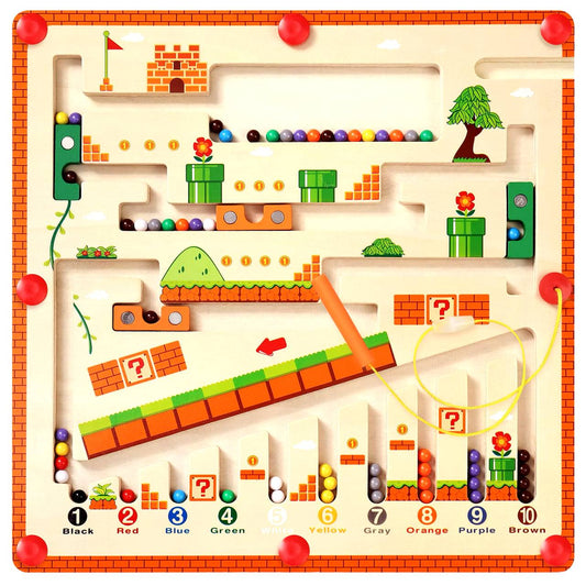 Wooden Magnetic Maze Board for Colors and Counting