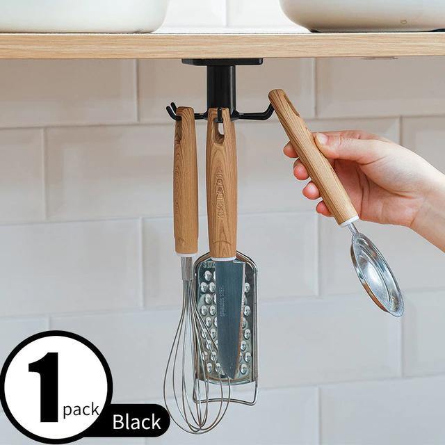 Rotating Under-Cabinet Utensil Rack with 6 Hooks, view 8