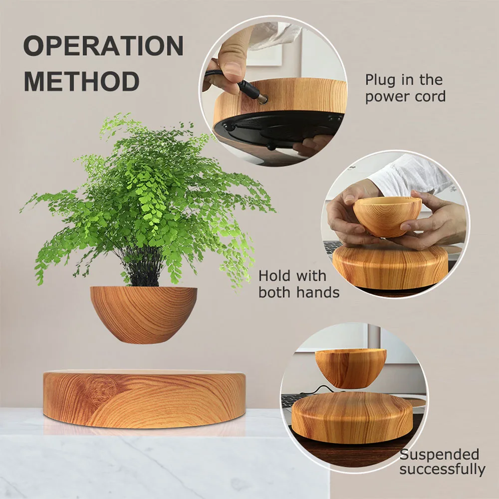 Levitating Plant Pot with Rotating Magnetic Base, view 7
