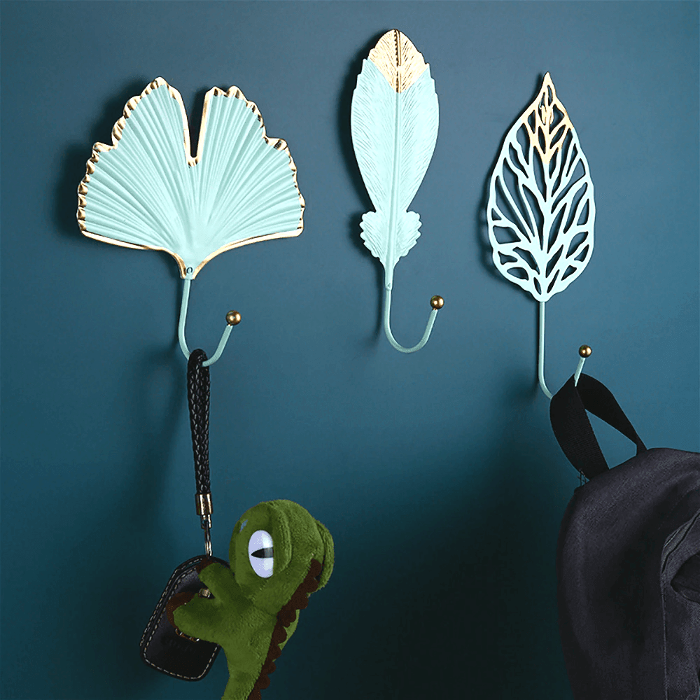 Leaf Shaped Metal Wall Hooks in Six Leaf Styles, view 6