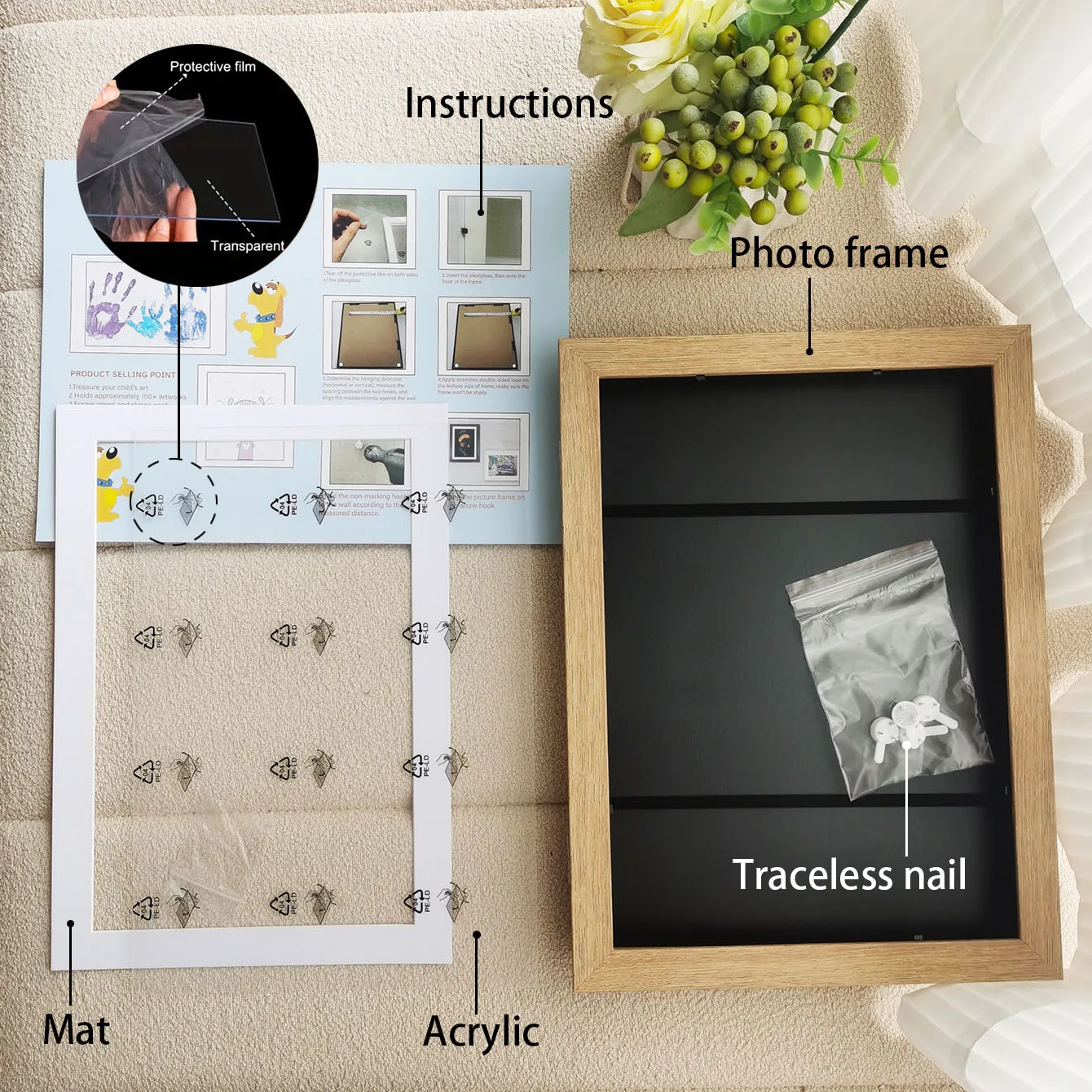 Kids Art Frame for A4 Drawings with Magnetic Front, view 12