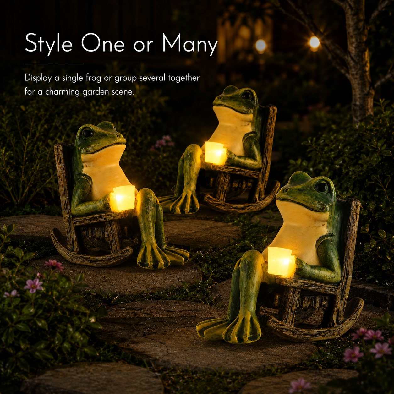 Solar Frog Garden Light with Lantern in Resin, view 7