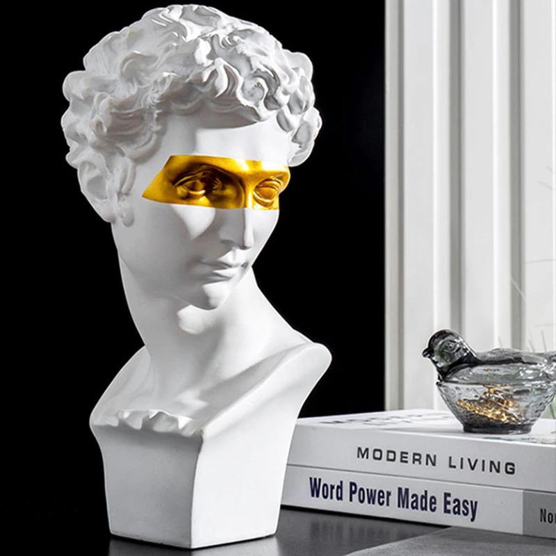 David Bust Statue with Gold Accent, White or Black, view 7
