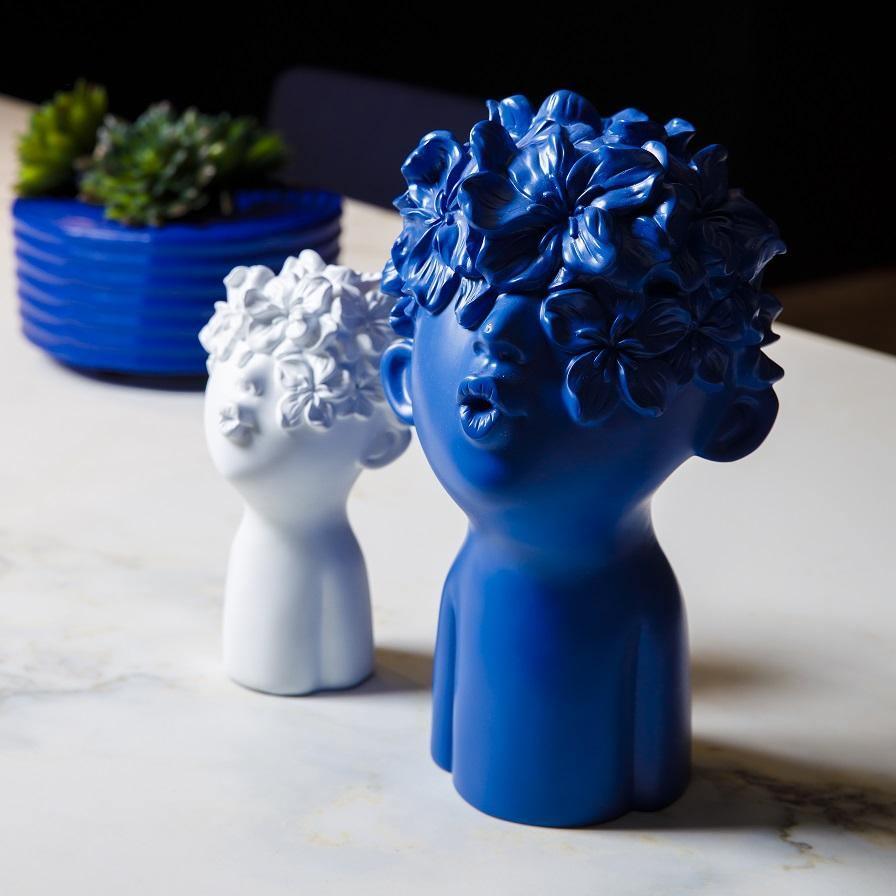 Resin Head Sculptures with Flower Hair, Four Sets, view 9