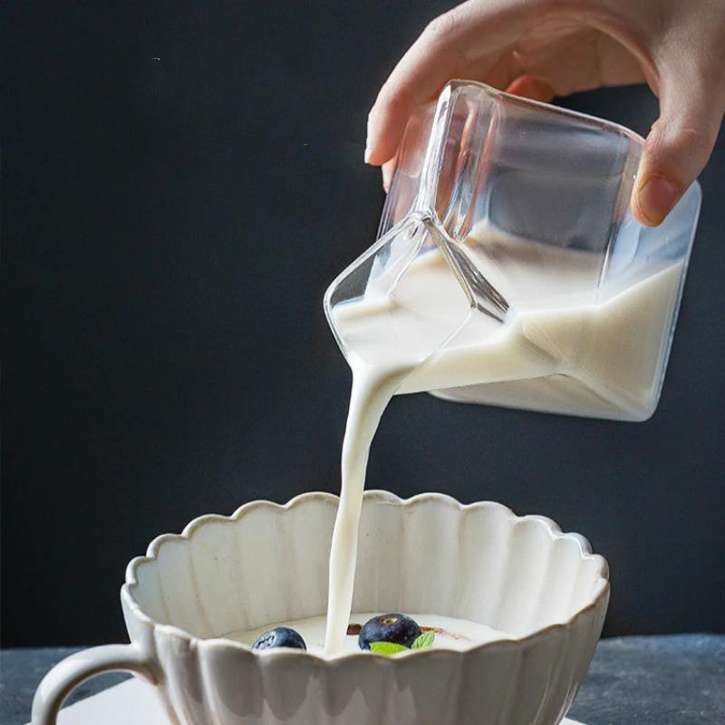 Glass Milk Carton Cup with Square Base, 11.8 fl oz, view 8
