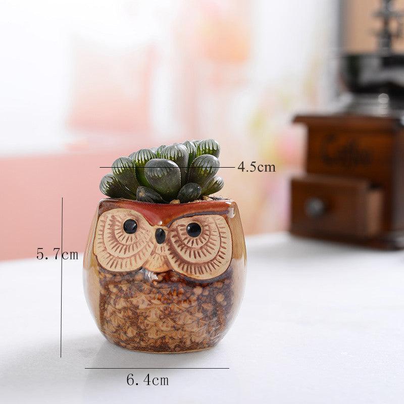 Mini Owl Ceramic Planters, Set of 6, view 5