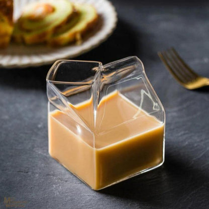 Glass Milk Carton Cup with Square Base, 11.8 fl oz, view 10