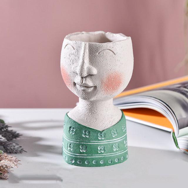 Caricature Face Sculpture Planter, Eight Characters, view 22