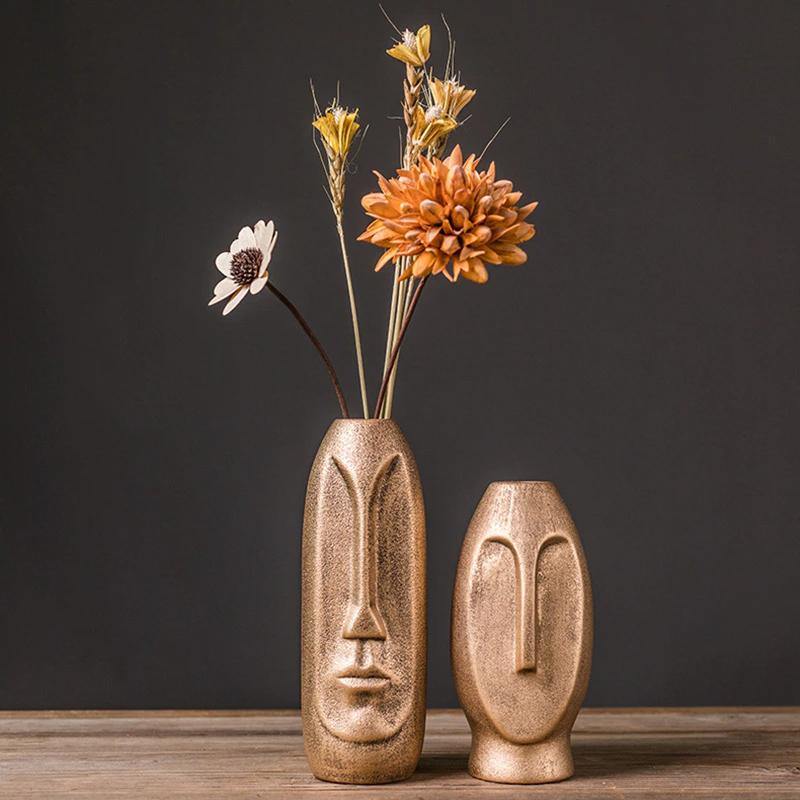Flat Long Face Ceramic Vase, Rounded or Elongated, view 4