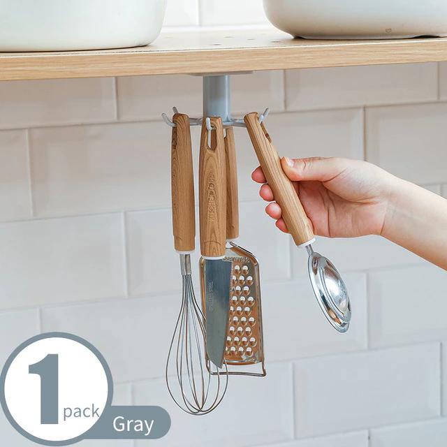 Rotating Under-Cabinet Utensil Rack with 6 Hooks, view 21