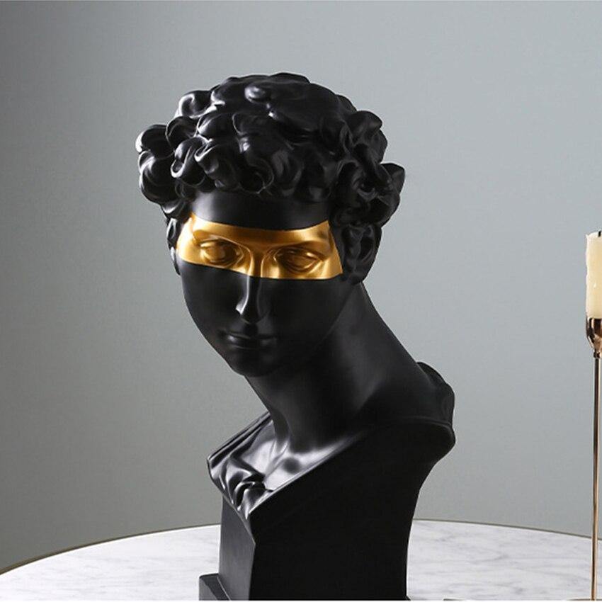 David Bust Statue with Gold Accent, White or Black, view 13