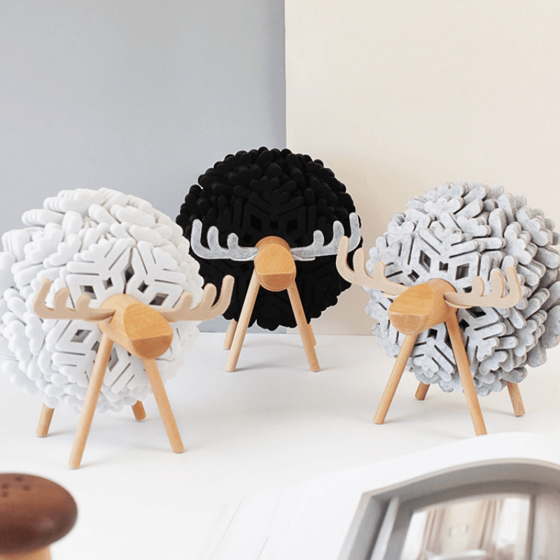 Felt Coaster Set of 12 with Wooden Elk Holder, view 3