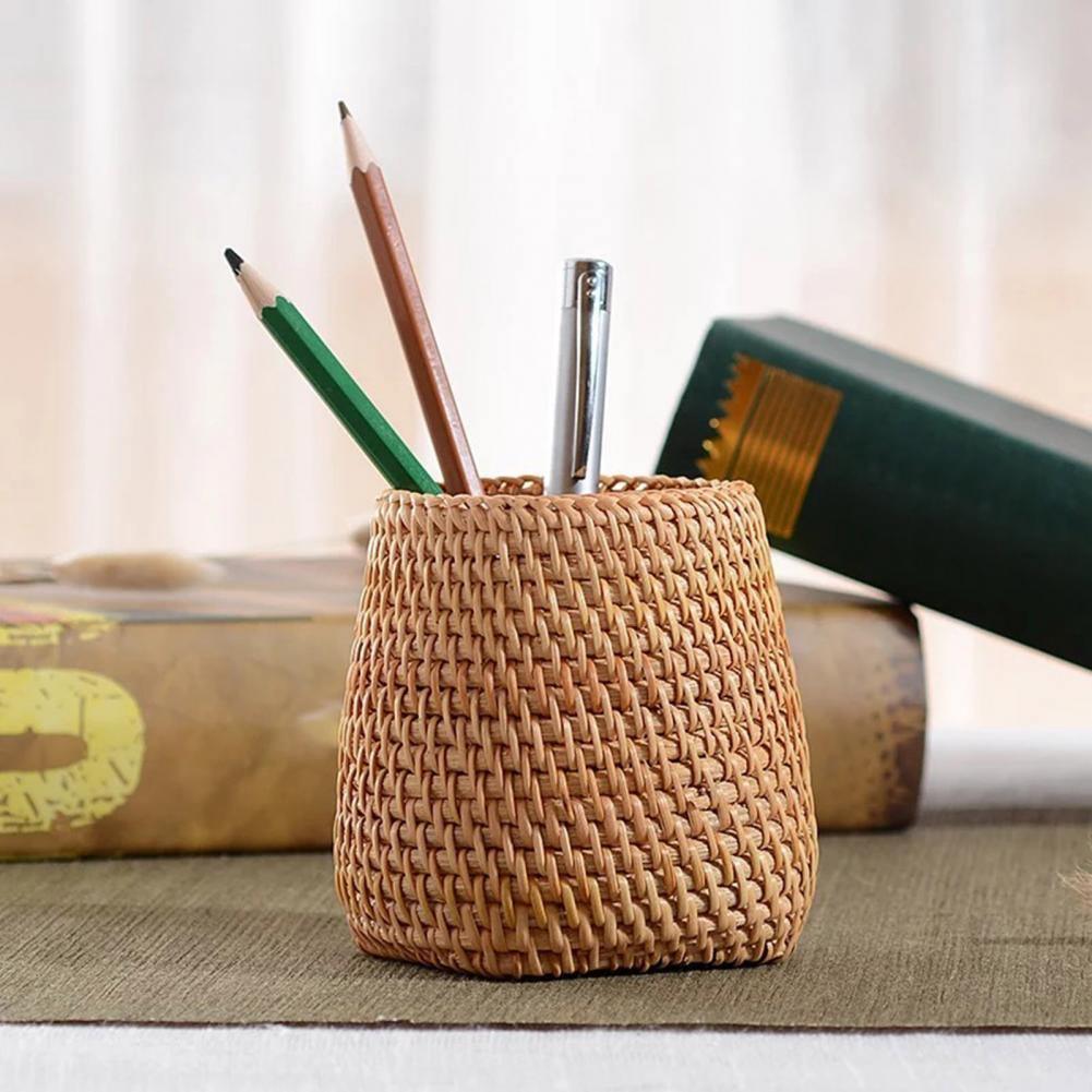Small Hand Woven Rattan Storage Basket for Desks, view 23