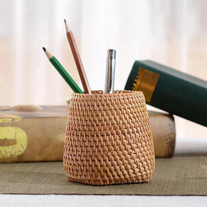 Small Hand Woven Rattan Storage Basket for Desks, view 23