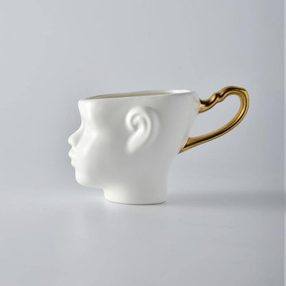 Sculpted Face Porcelain Mug, White or Black, view 3