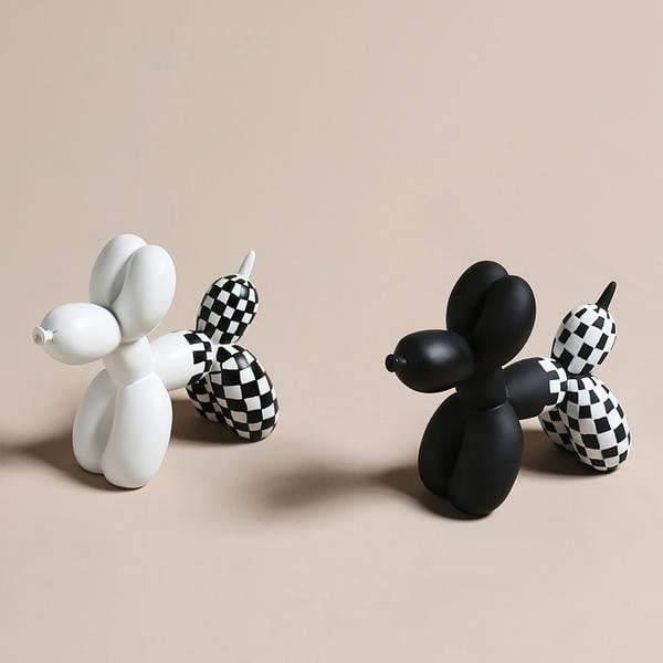 Resin Balloon Dog Figurine, Checkered Black or White, view 5