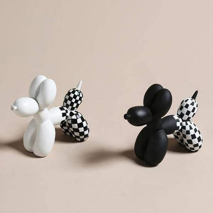 Resin Balloon Dog Figurine, Checkered Black or White, view 5