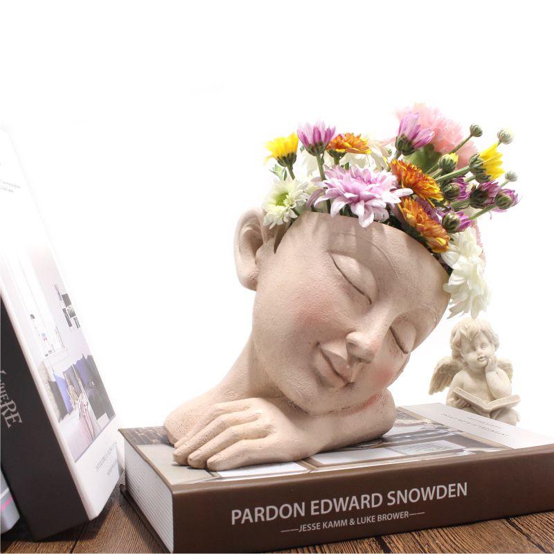 Sleeping Greek Face Planter in Recycled Resin, view 3
